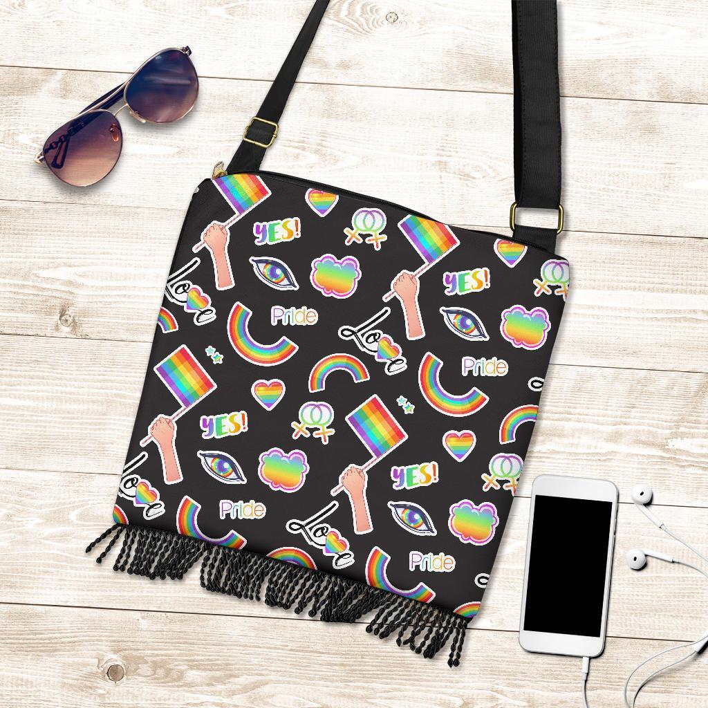 Lgbt Rainbow Patterm Print Crossbody Bags-grizzshop