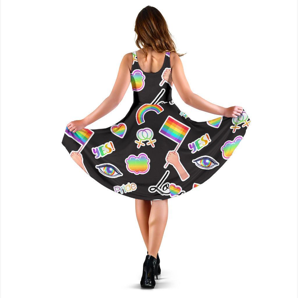 Lgbt Rainbow Patterm Print Dress-grizzshop