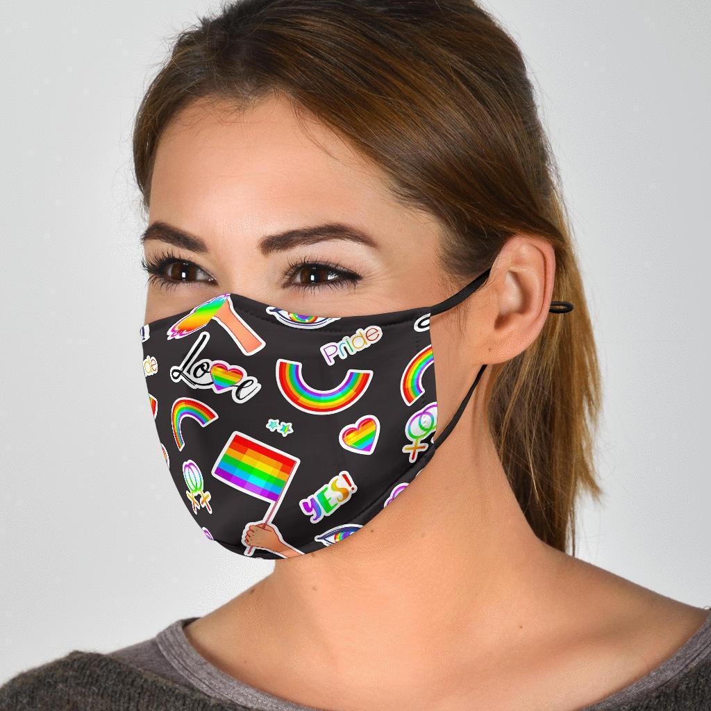 Lgbt Rainbow Patterm Print Face Mask-grizzshop