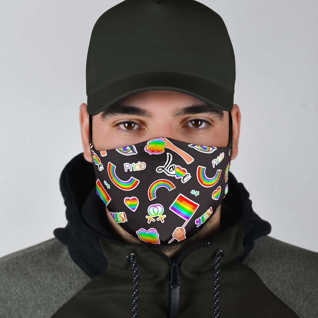 Lgbt Rainbow Patterm Print Face Mask-grizzshop