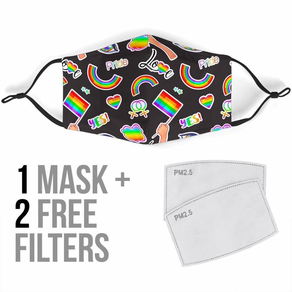 Lgbt Rainbow Patterm Print Face Mask-grizzshop