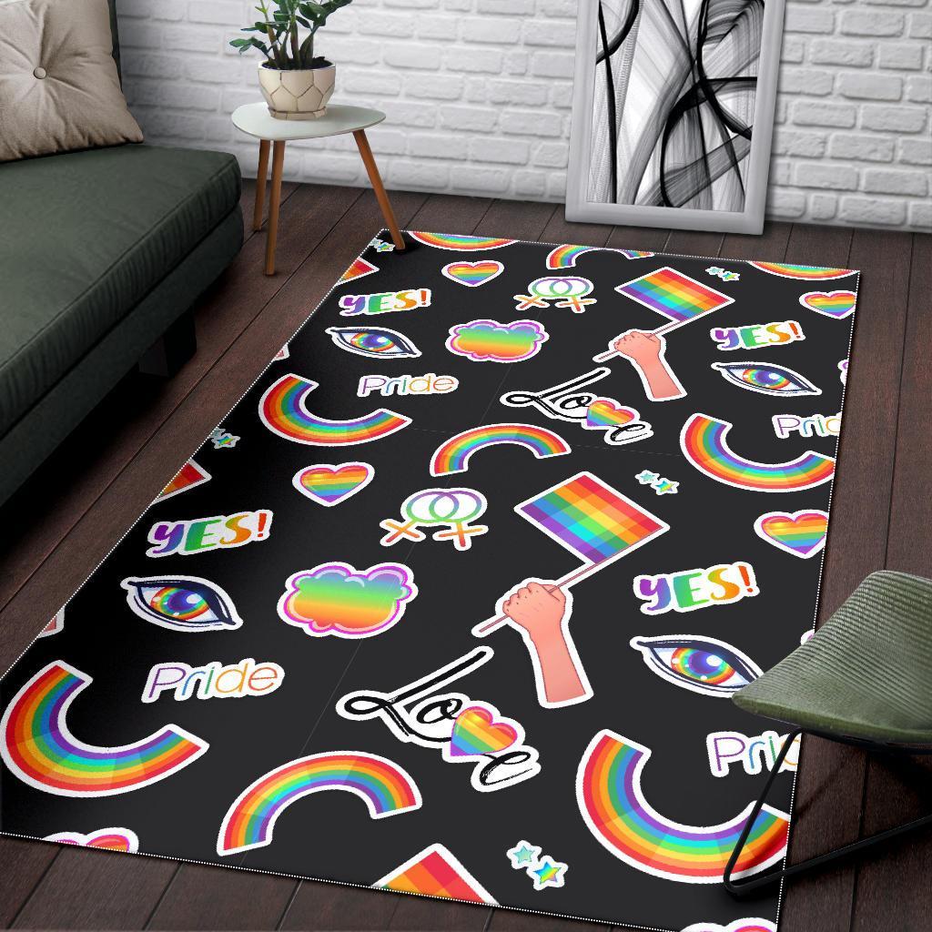 Lgbt Rainbow Patterm Print Floor Mat-grizzshop