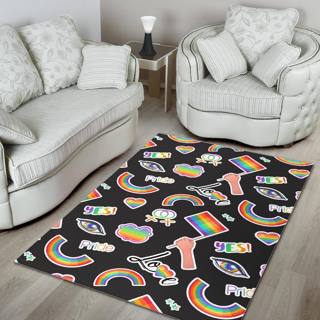 Lgbt Rainbow Patterm Print Floor Mat-grizzshop