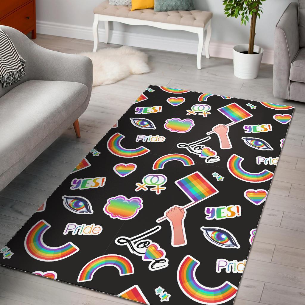 Lgbt Rainbow Patterm Print Floor Mat-grizzshop