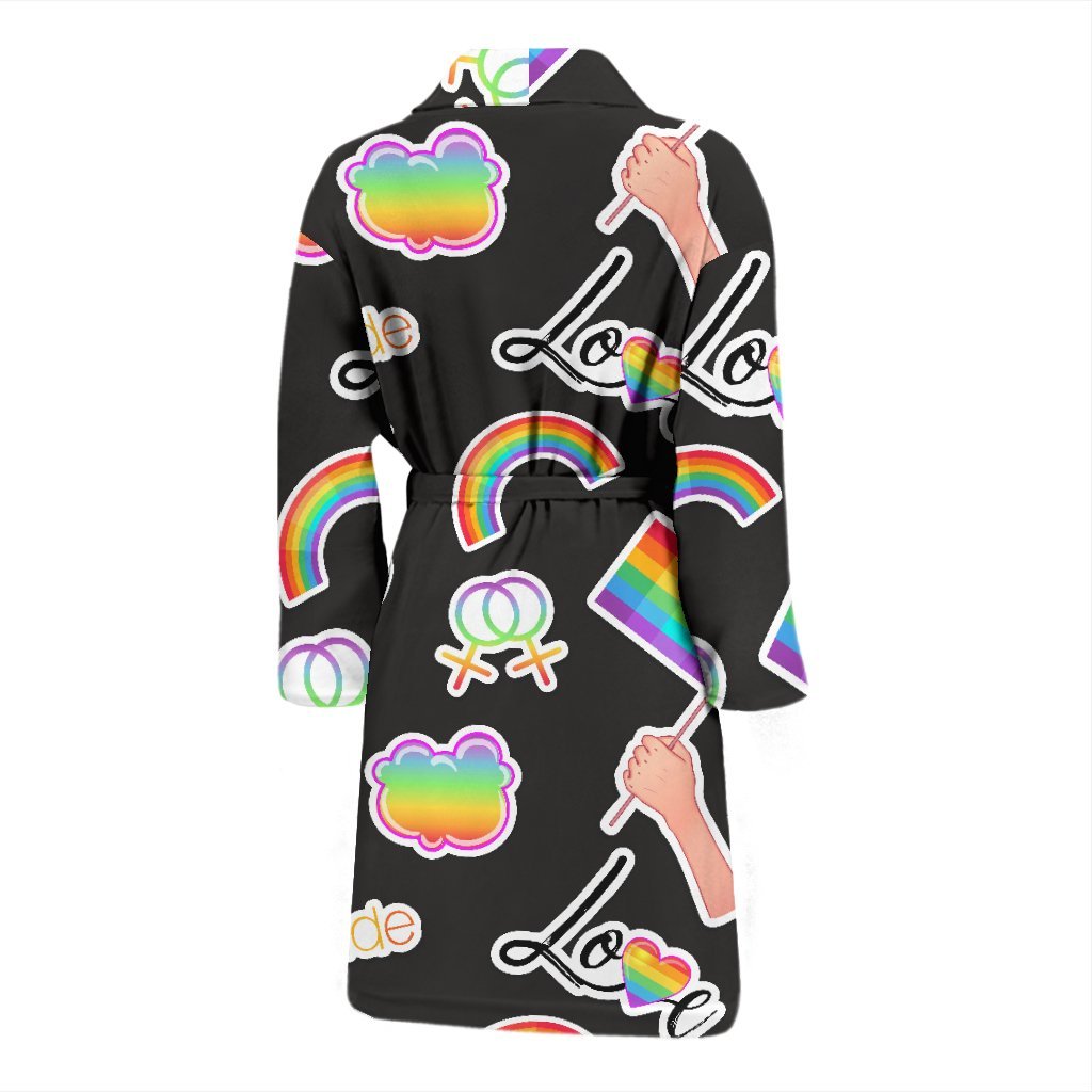 Lgbt Rainbow Patterm Print Men Long Robe-grizzshop