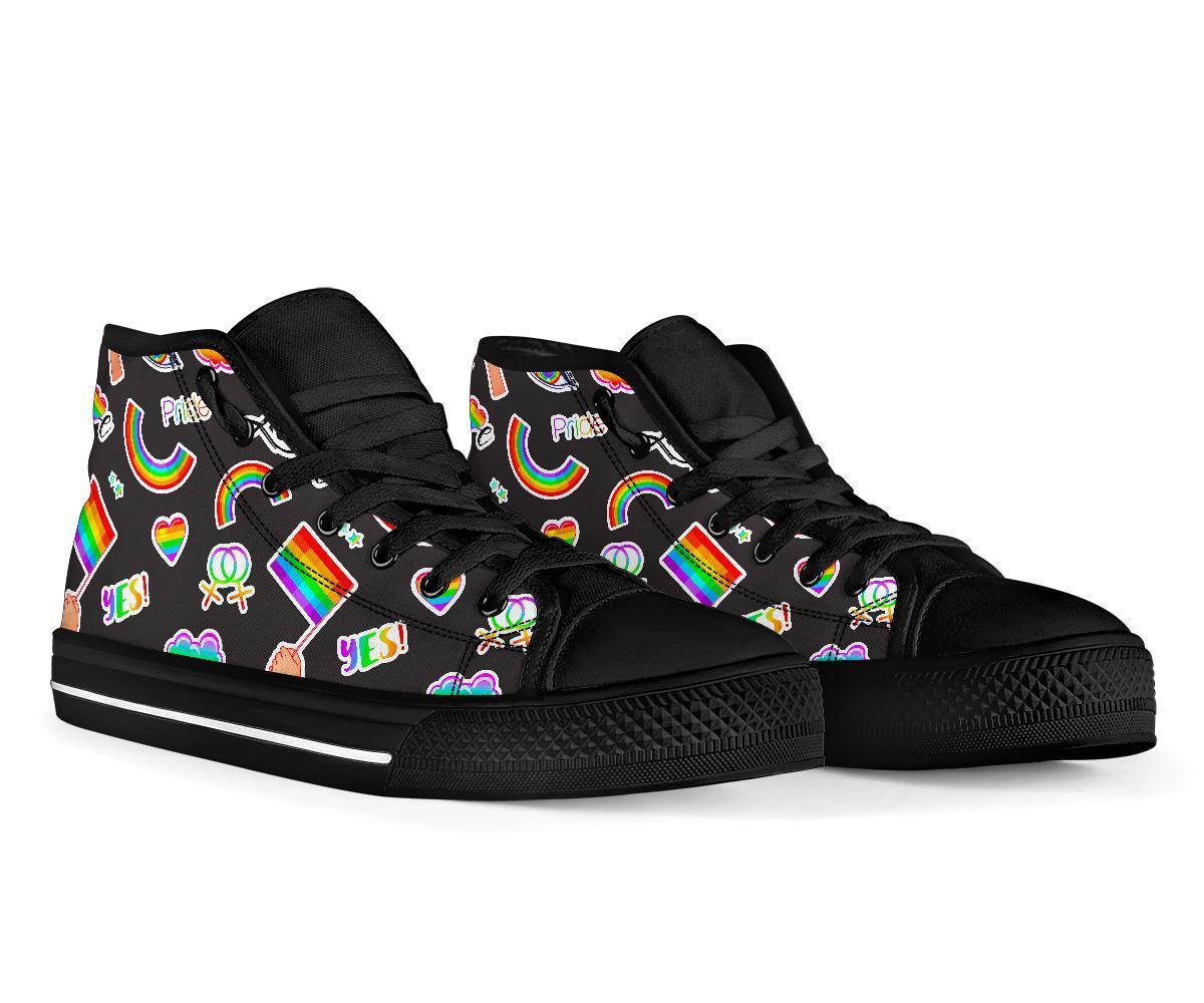 Lgbt Rainbow Patterm Print Men Women's High Top Shoes-grizzshop