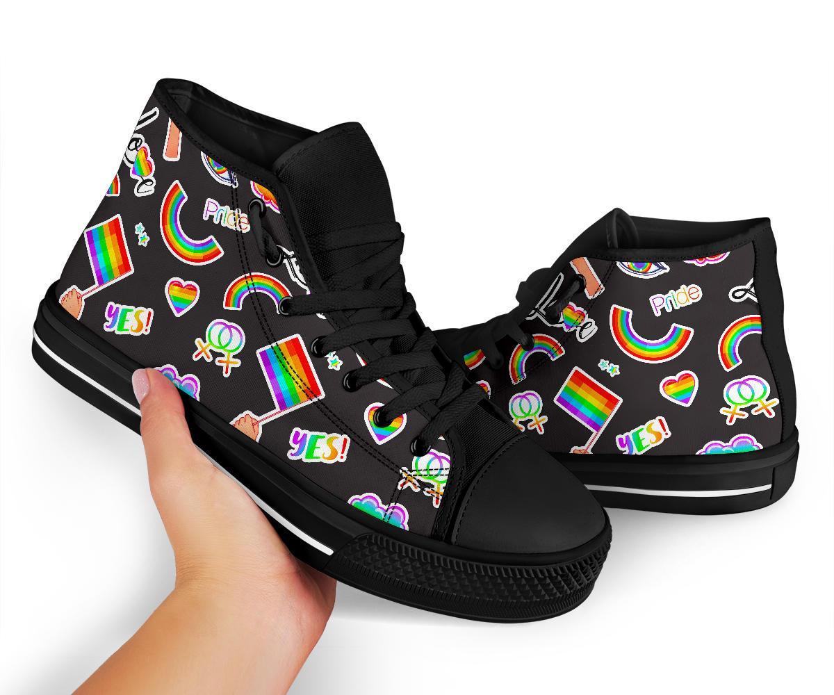 Lgbt Rainbow Patterm Print Men Women's High Top Shoes-grizzshop