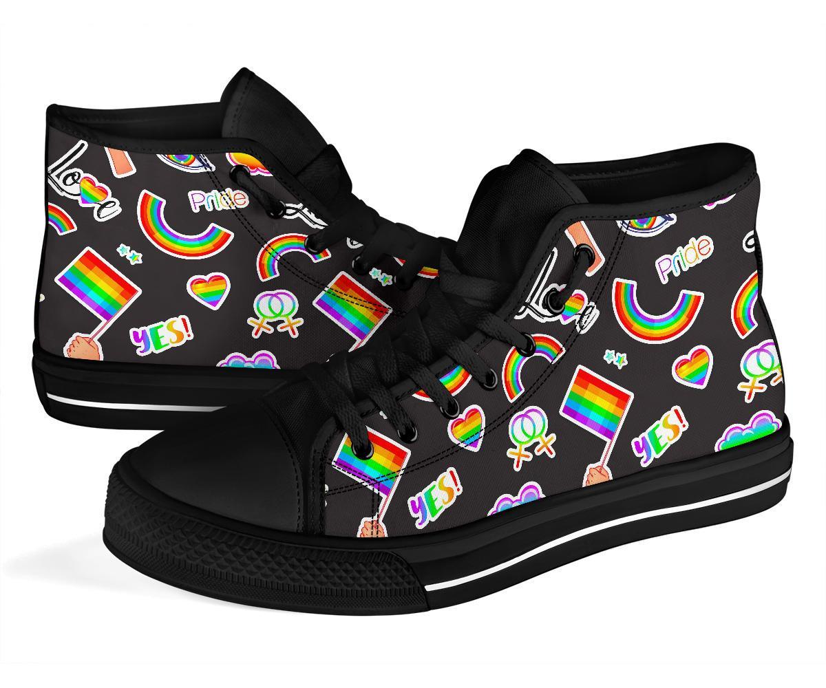 Lgbt Rainbow Patterm Print Men Women's High Top Shoes-grizzshop