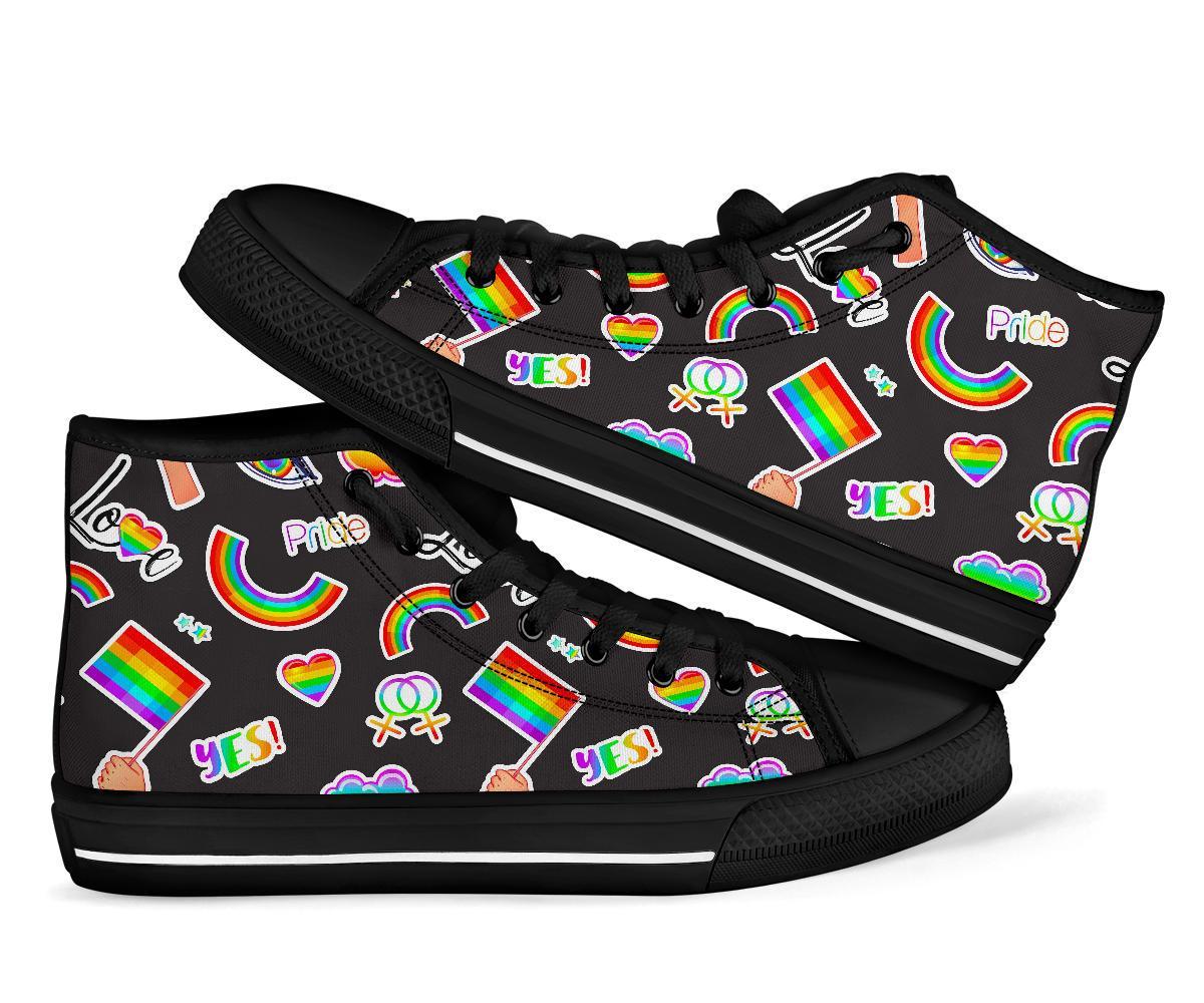 Lgbt Rainbow Patterm Print Men Women's High Top Shoes-grizzshop