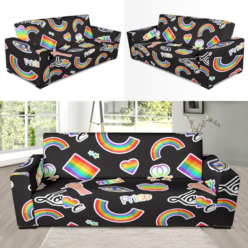 Lgbt Rainbow Patterm Print Sofa Covers-grizzshop