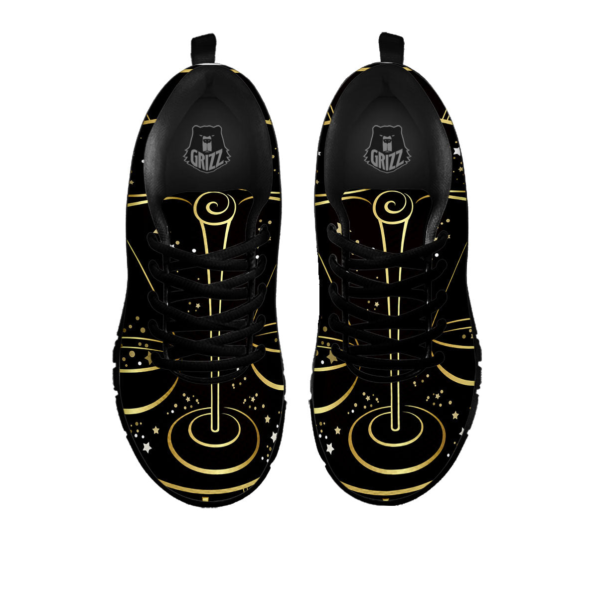 Libra Sign Black And Gold Print Black Sneaker-grizzshop