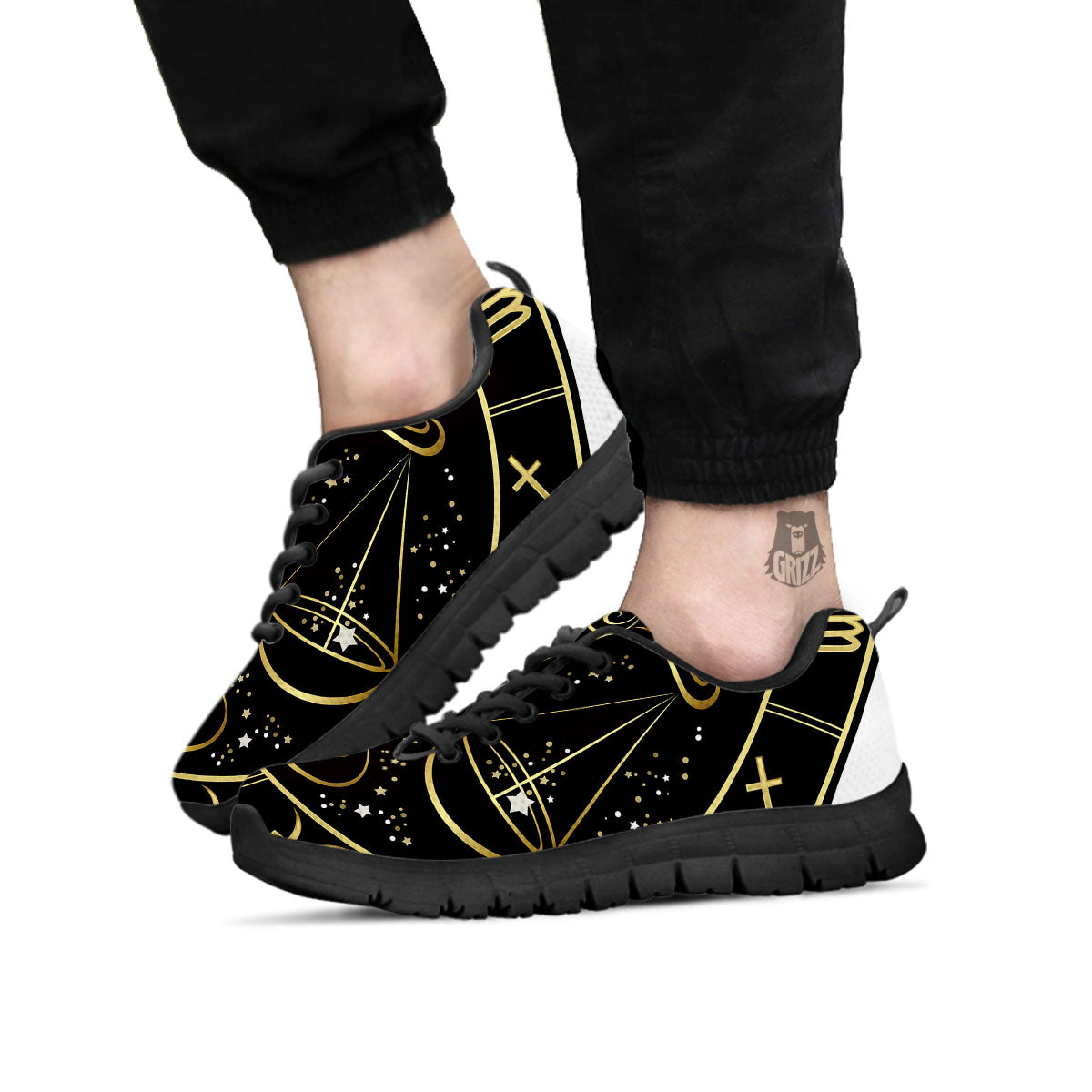 Libra Sign Black And Gold Print Black Sneaker-grizzshop