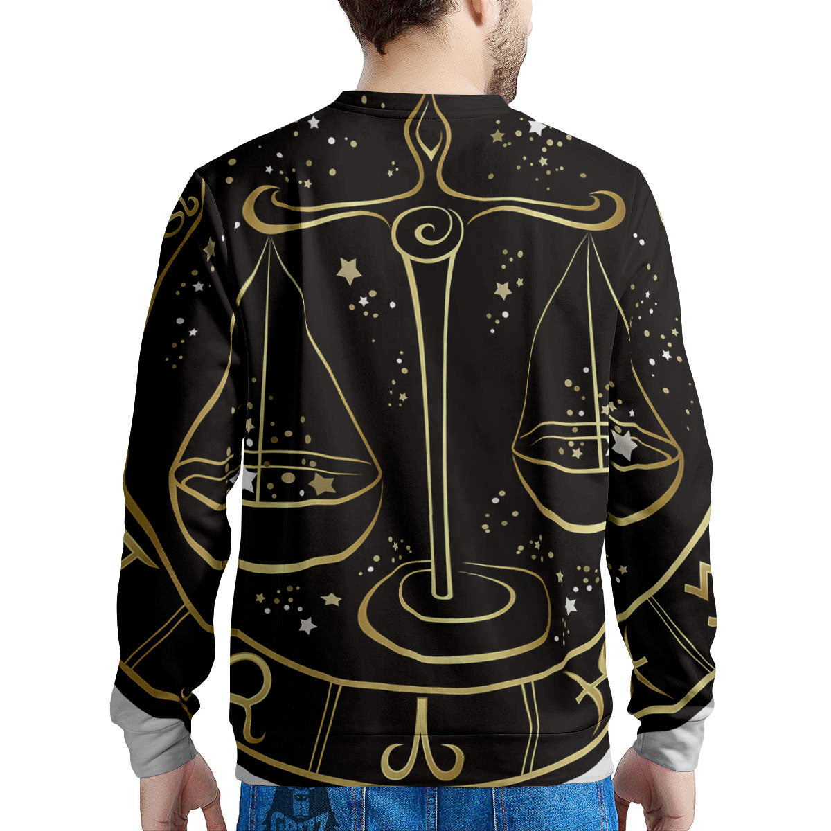 Libra Sign Black And Gold Print Men's Sweatshirt-grizzshop