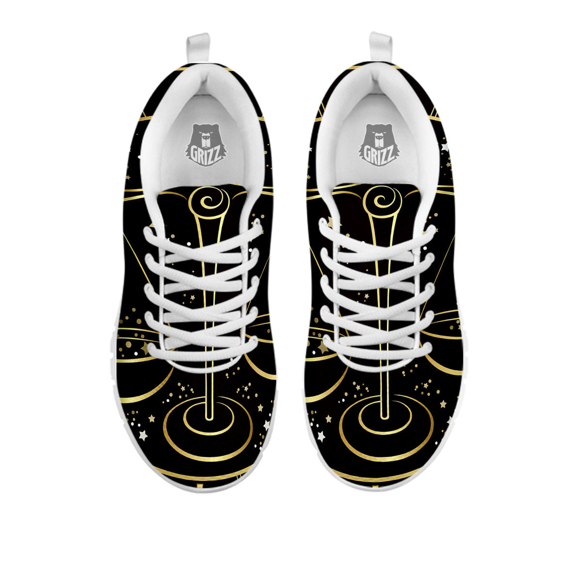 Libra Sign Black And Gold Print White Sneaker-grizzshop