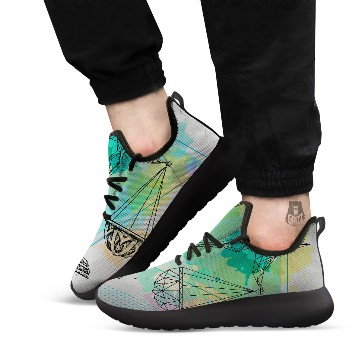 Libra Sign Colorful Print Black Athletic Shoes-grizzshop