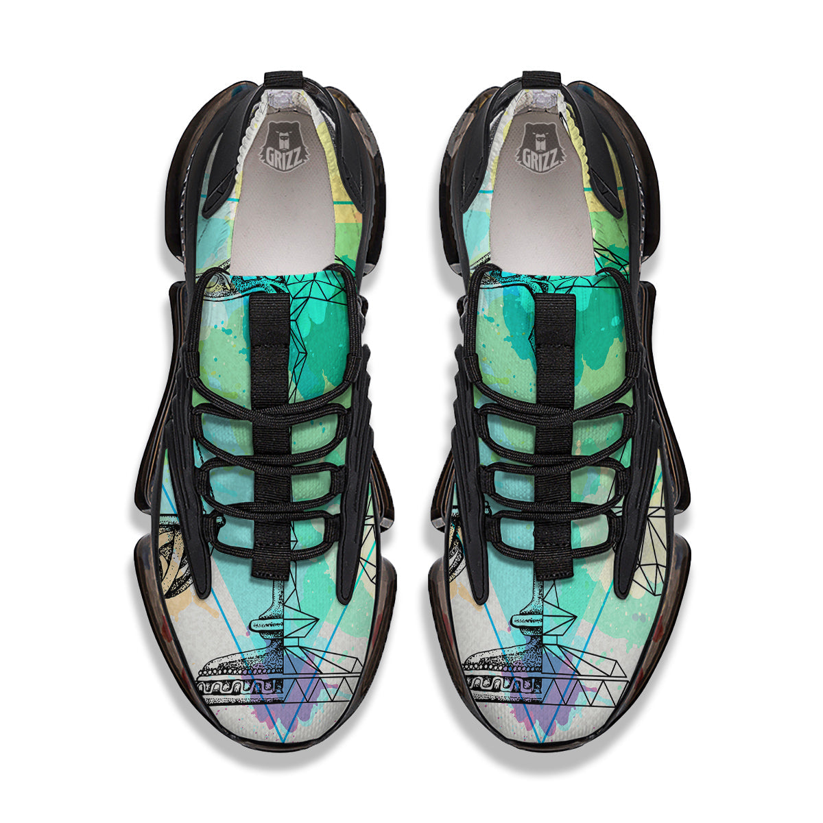 Libra Sign Colorful Print Black Gym Shoes-grizzshop