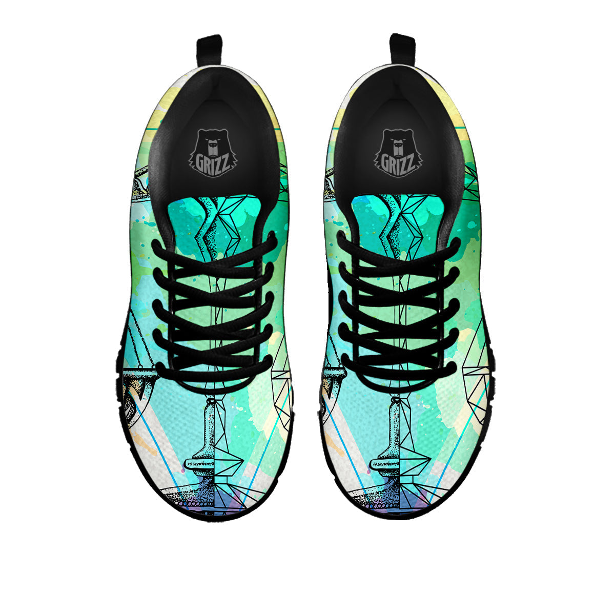 Libra Sign Colorful Print Black Sneaker-grizzshop