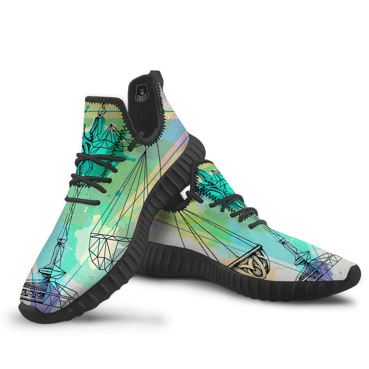 Libra Sign Colorful Print Black Walking Shoes-grizzshop