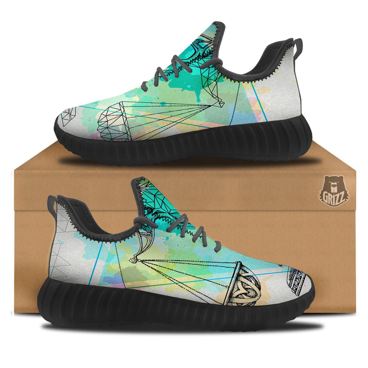 Libra Sign Colorful Print Black Walking Shoes-grizzshop