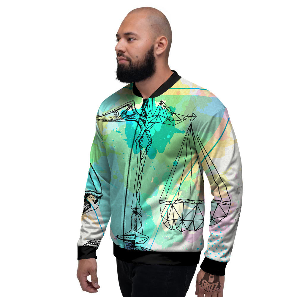 Libra Sign Colorful Print Men's Bomber Jacket-grizzshop