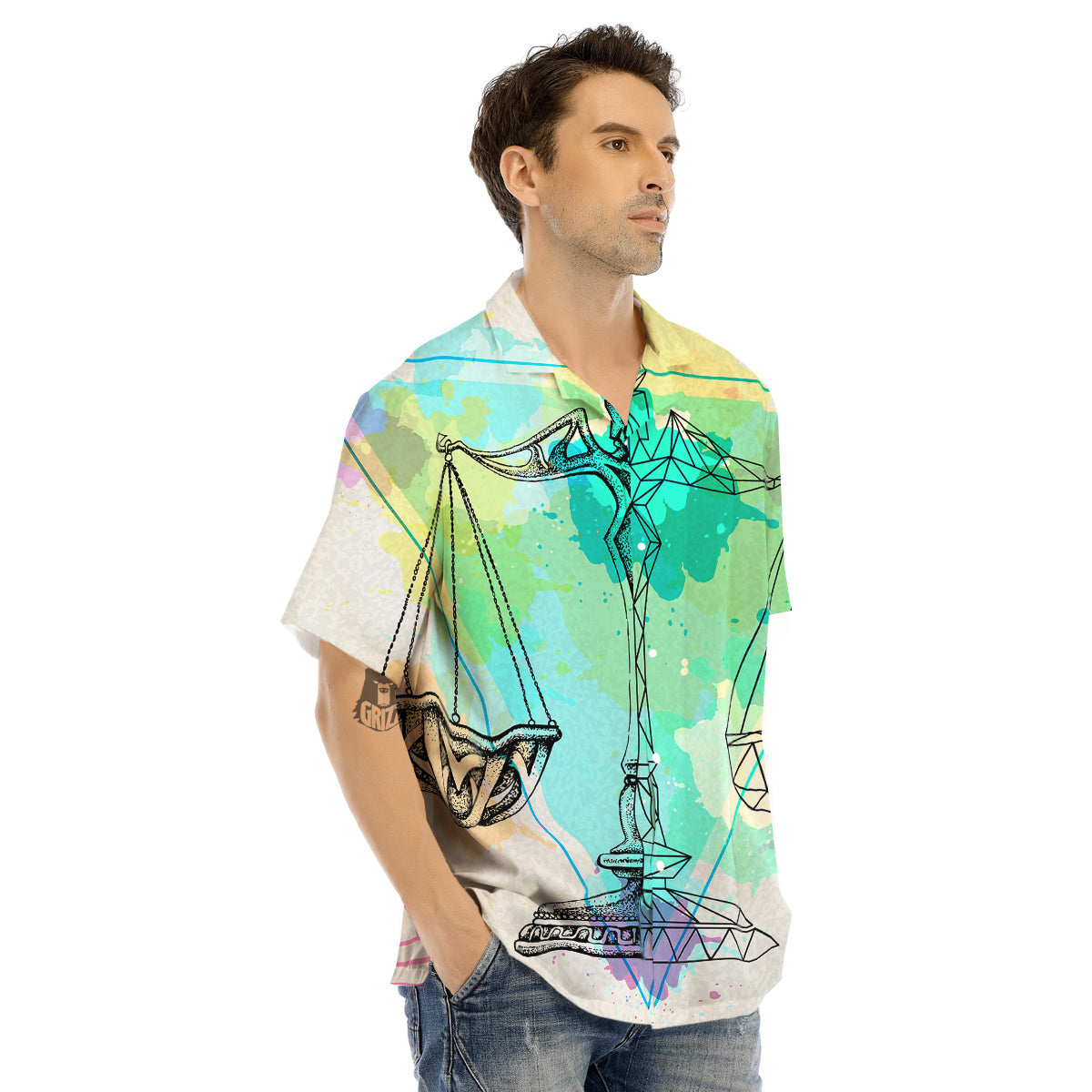 Libra Sign Colorful Print Men's Hawaiian Shirt-grizzshop