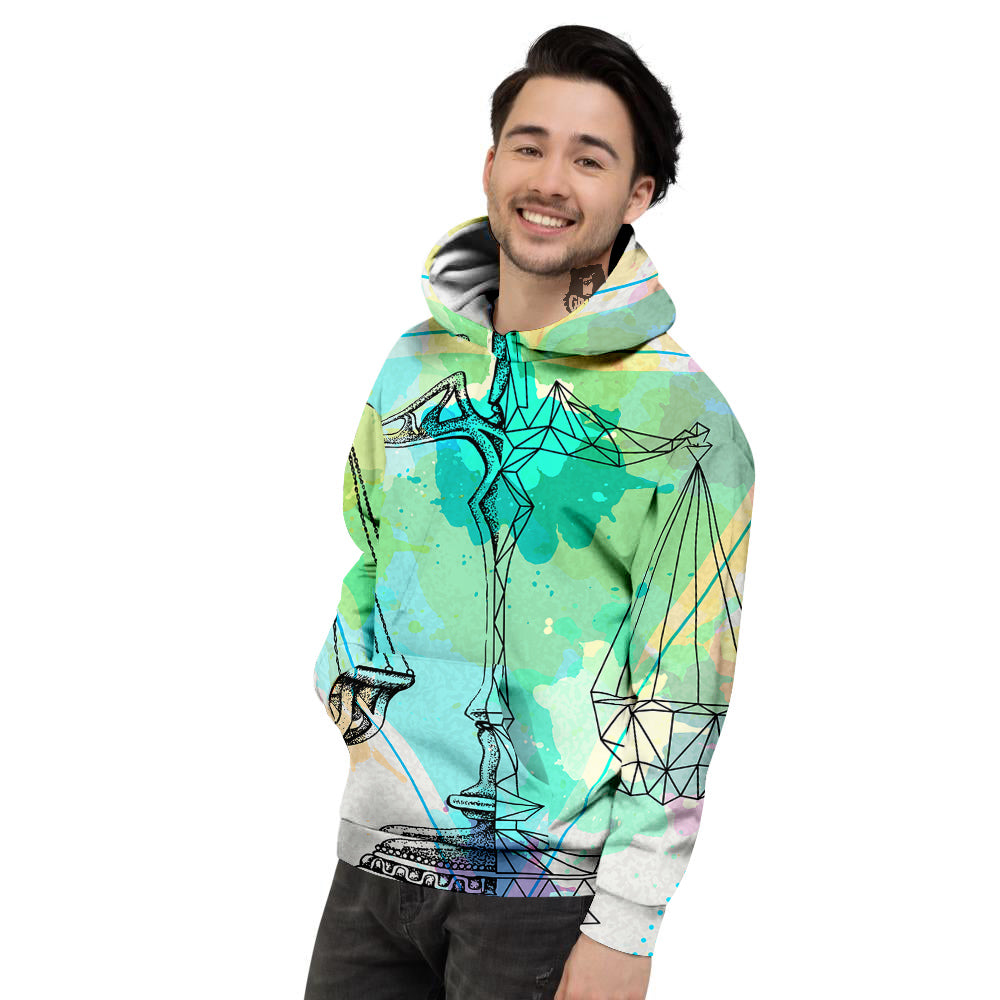 Libra Sign Colorful Print Men's Hoodie-grizzshop