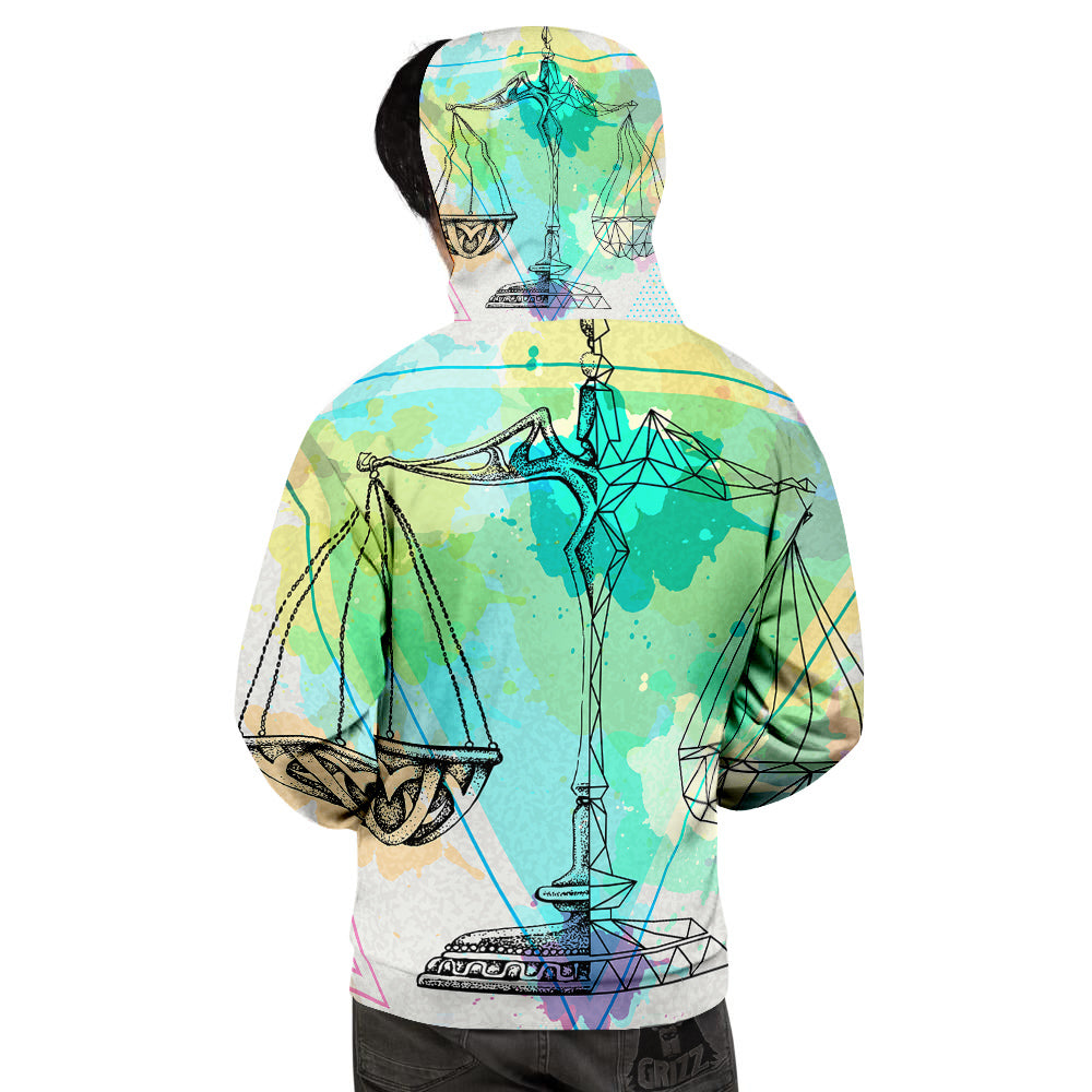 Libra Sign Colorful Print Men's Hoodie-grizzshop