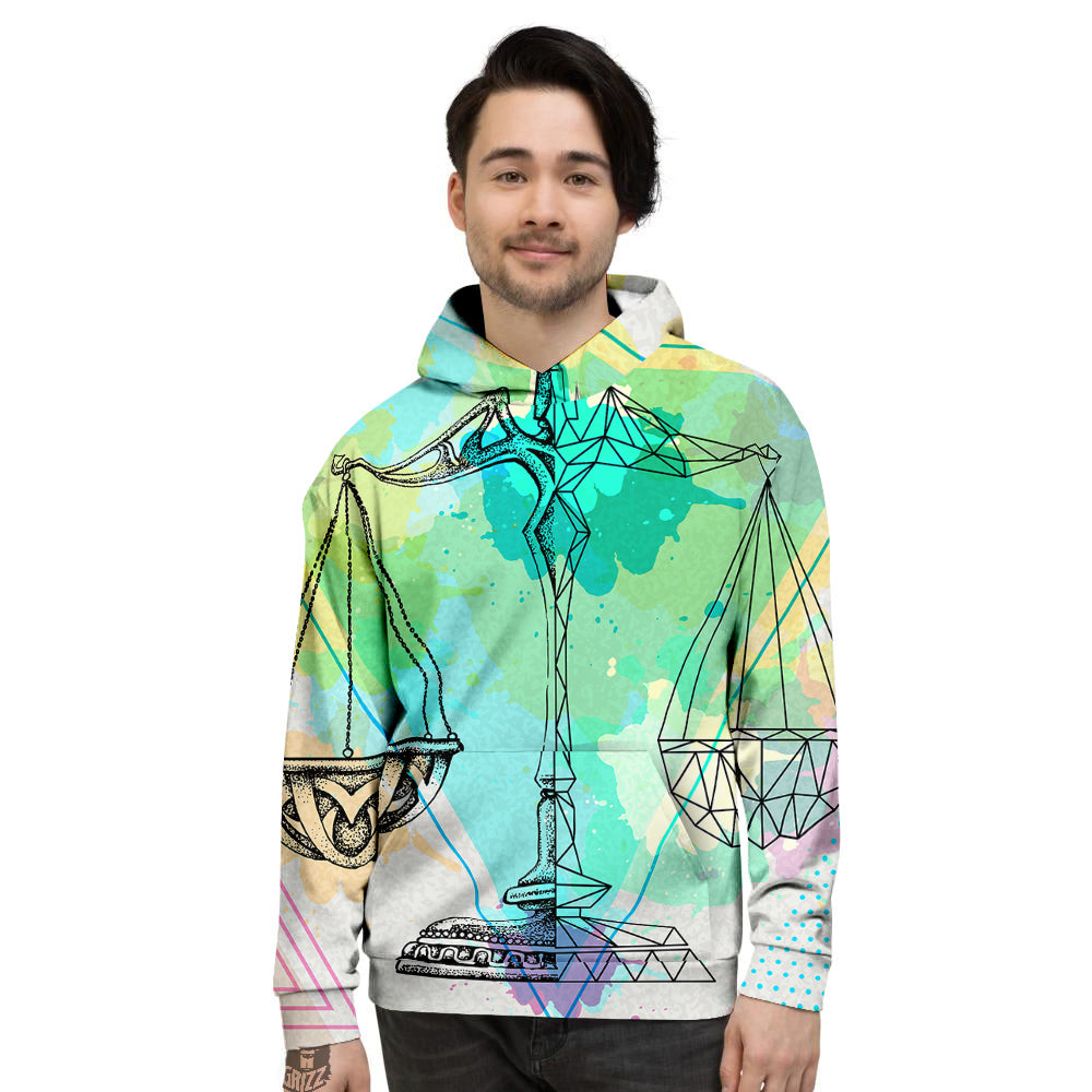 Libra Sign Colorful Print Men's Hoodie-grizzshop