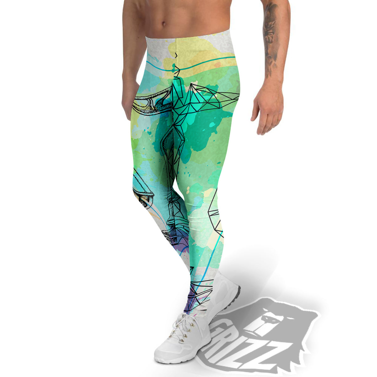 Libra Sign Colorful Print Men's Leggings-grizzshop