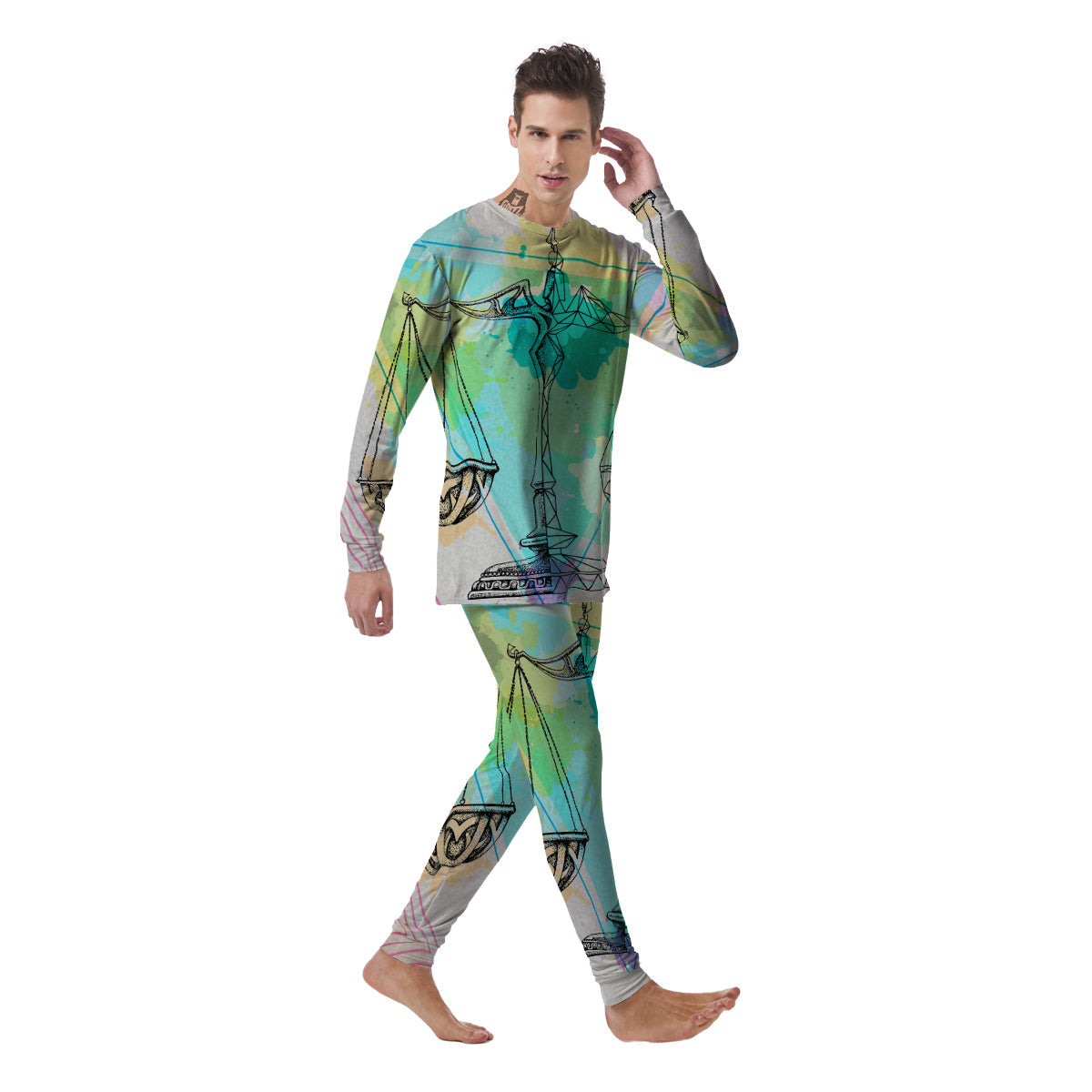 Libra Sign Colorful Print Men's Pajamas-grizzshop
