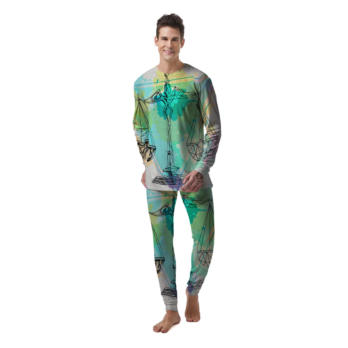 Libra Sign Colorful Print Men's Pajamas-grizzshop