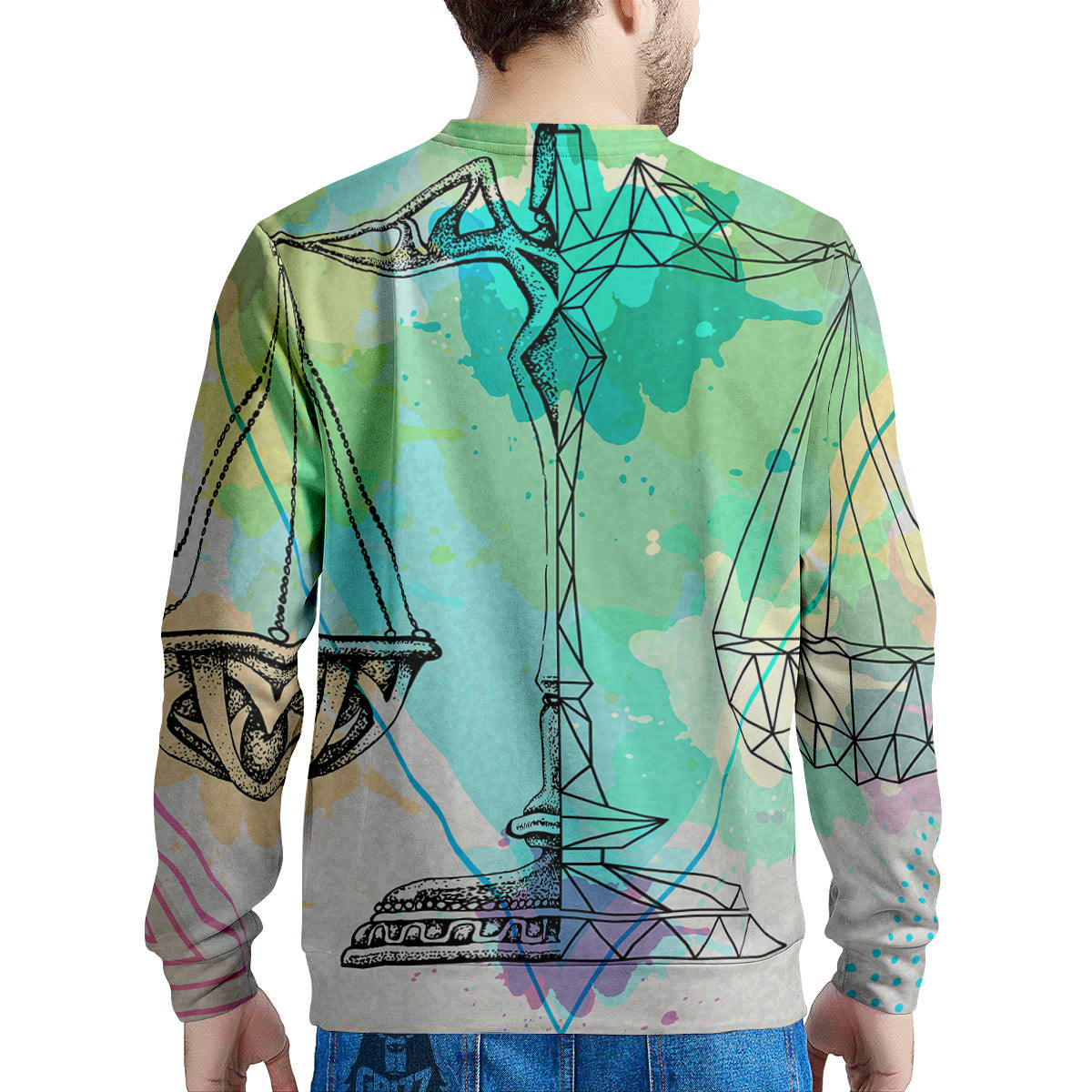 Libra Sign Colorful Print Men's Sweatshirt-grizzshop