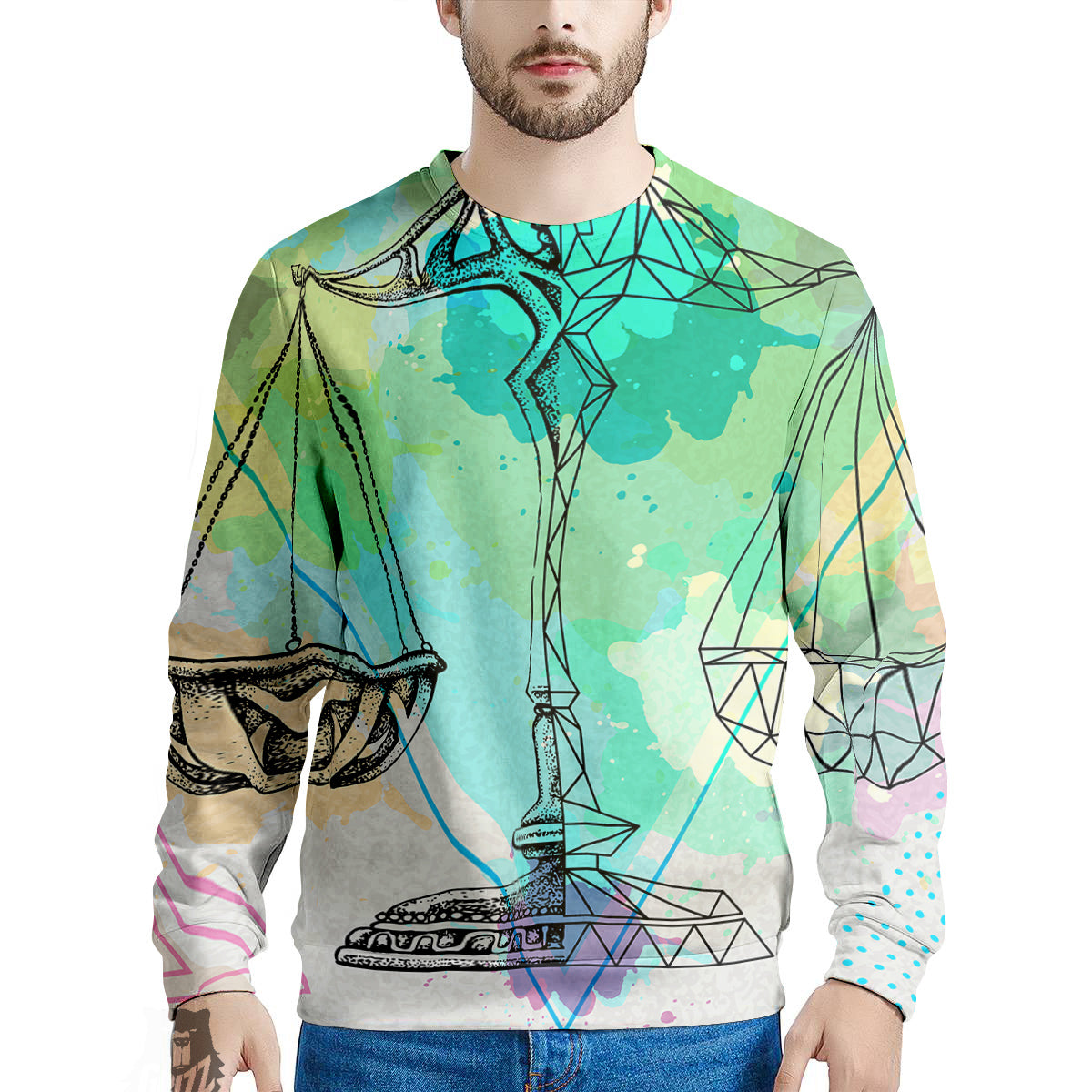 Libra Sign Colorful Print Men's Sweatshirt-grizzshop