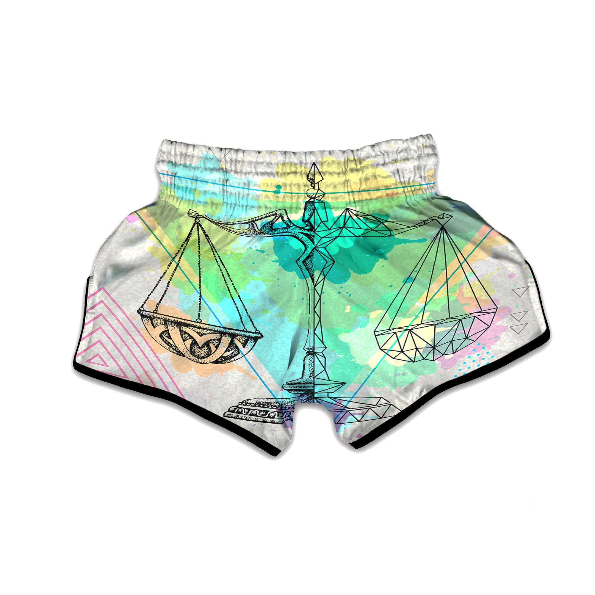 Libra Sign Colorful Print Muay Thai Boxing Shorts-grizzshop