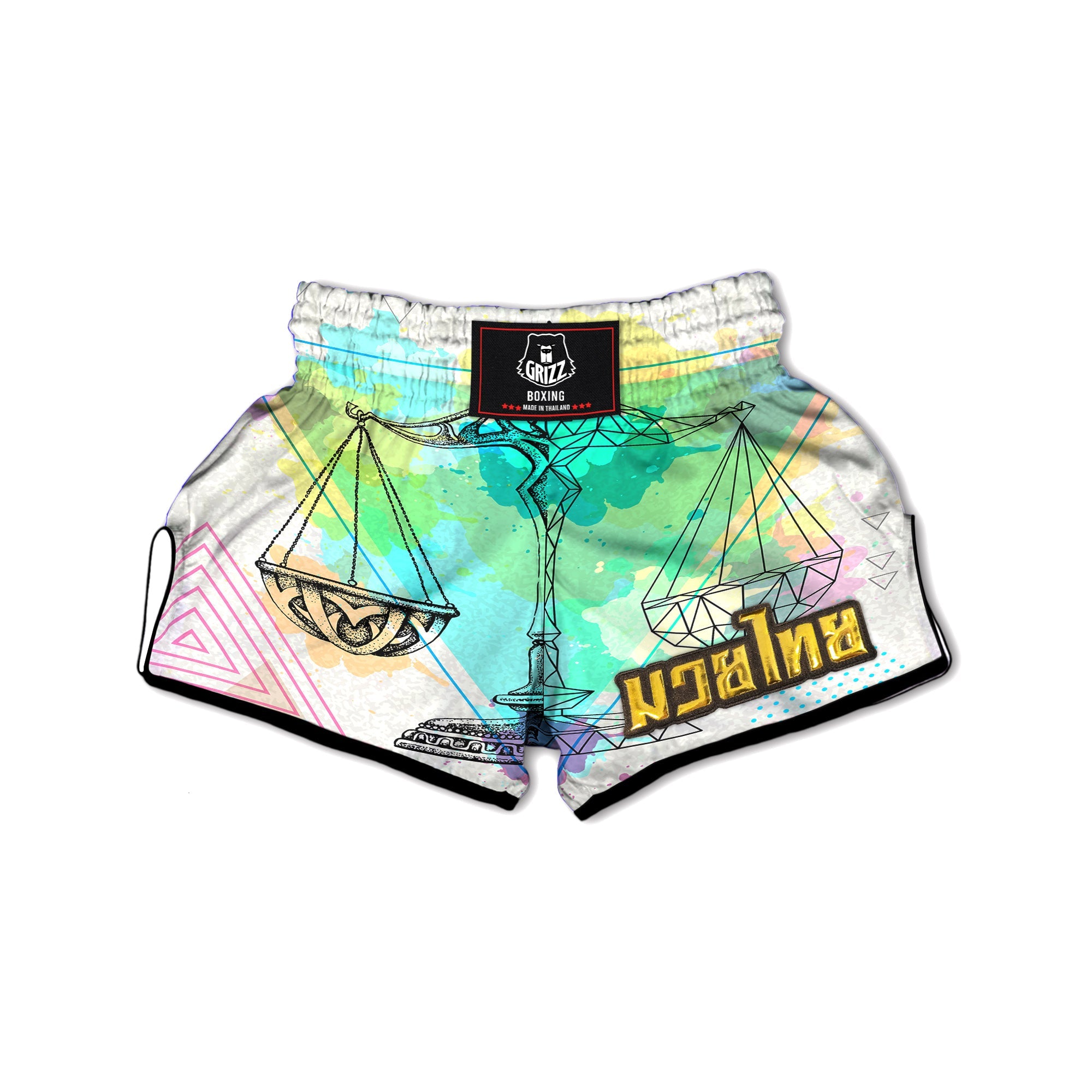 Libra Sign Colorful Print Muay Thai Boxing Shorts-grizzshop