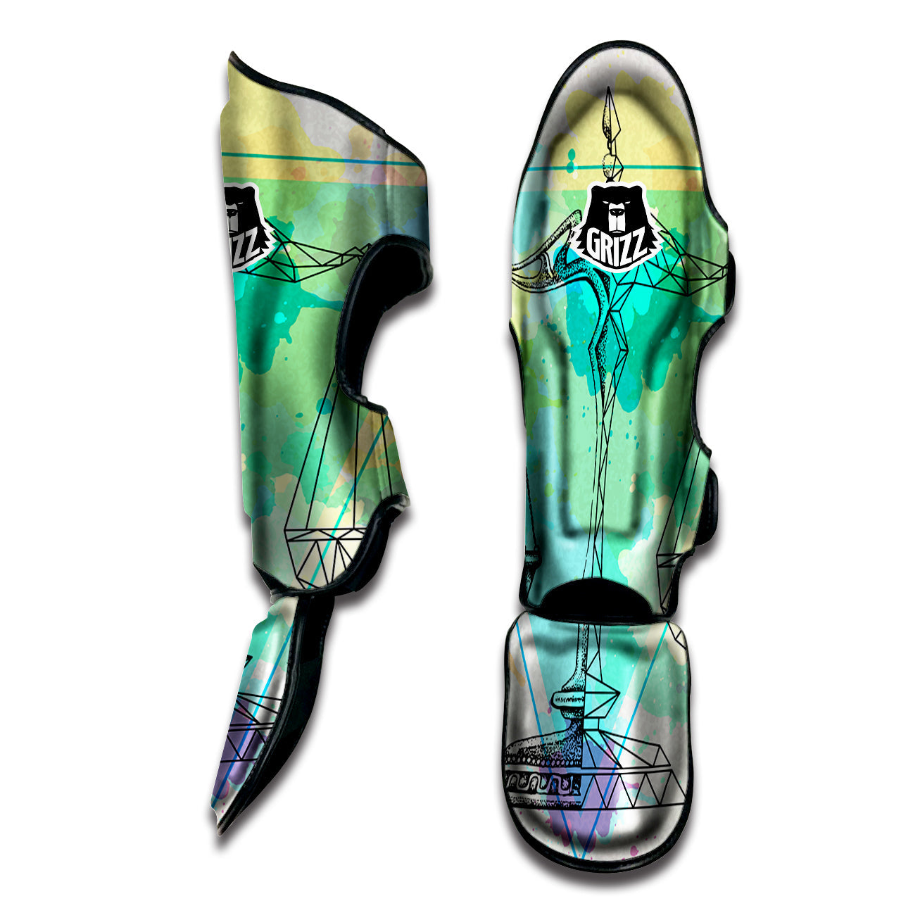 Libra Sign Colorful Print Muay Thai Shin Guards-grizzshop