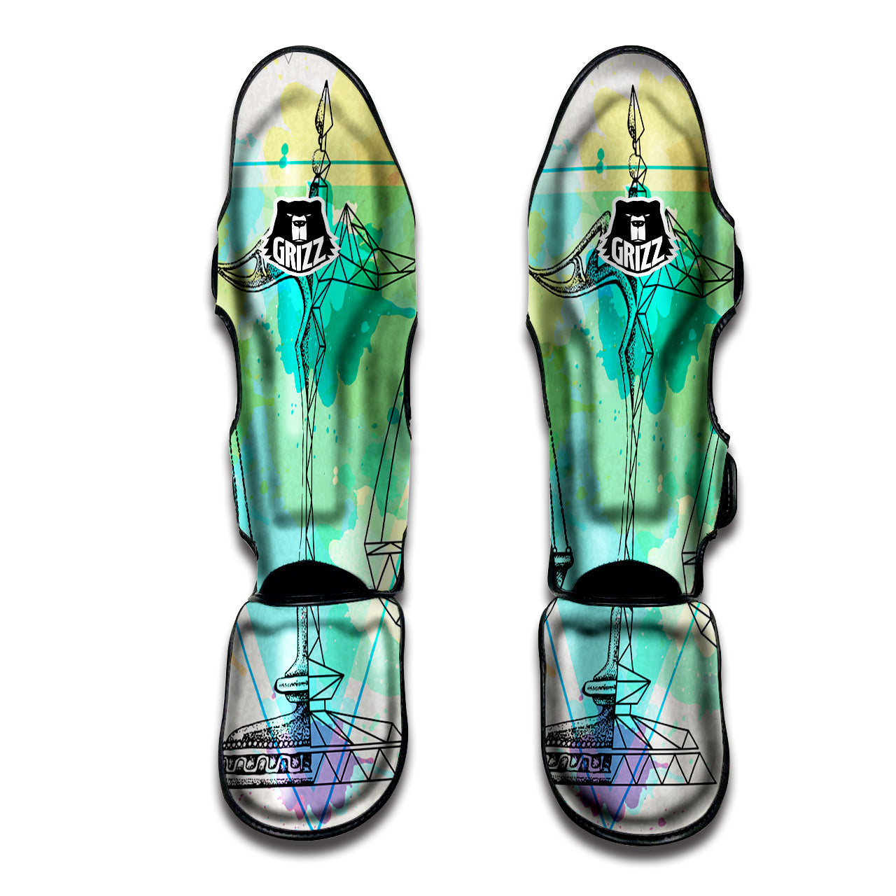 Libra Sign Colorful Print Muay Thai Shin Guards-grizzshop