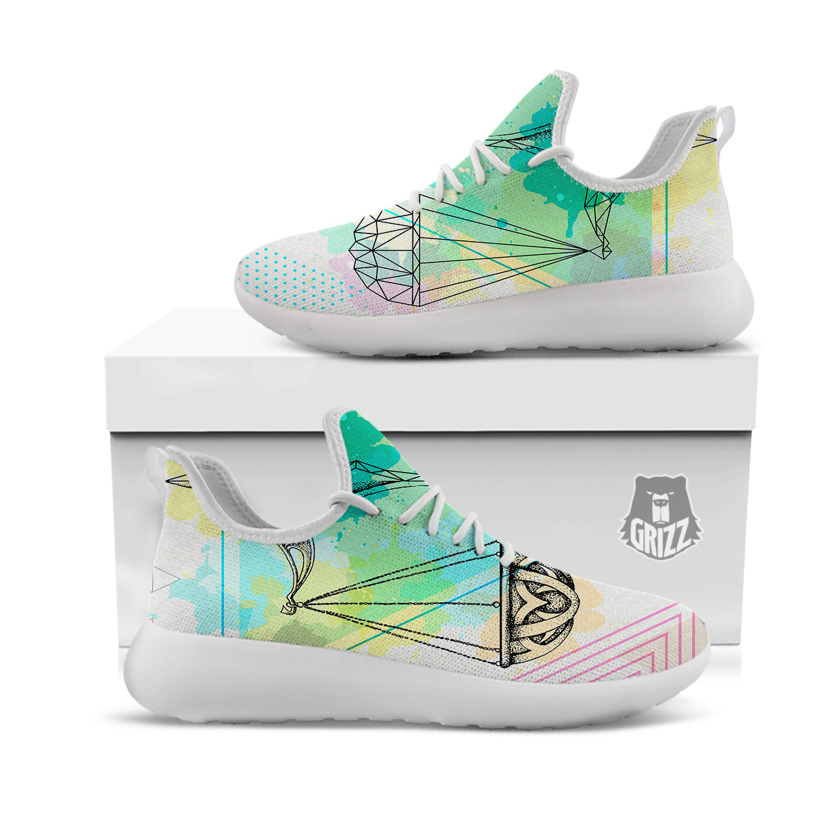Libra Sign Colorful Print White Athletic Shoes-grizzshop