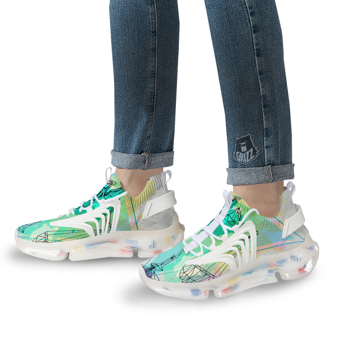 Libra Sign Colorful Print White Gym Shoes-grizzshop