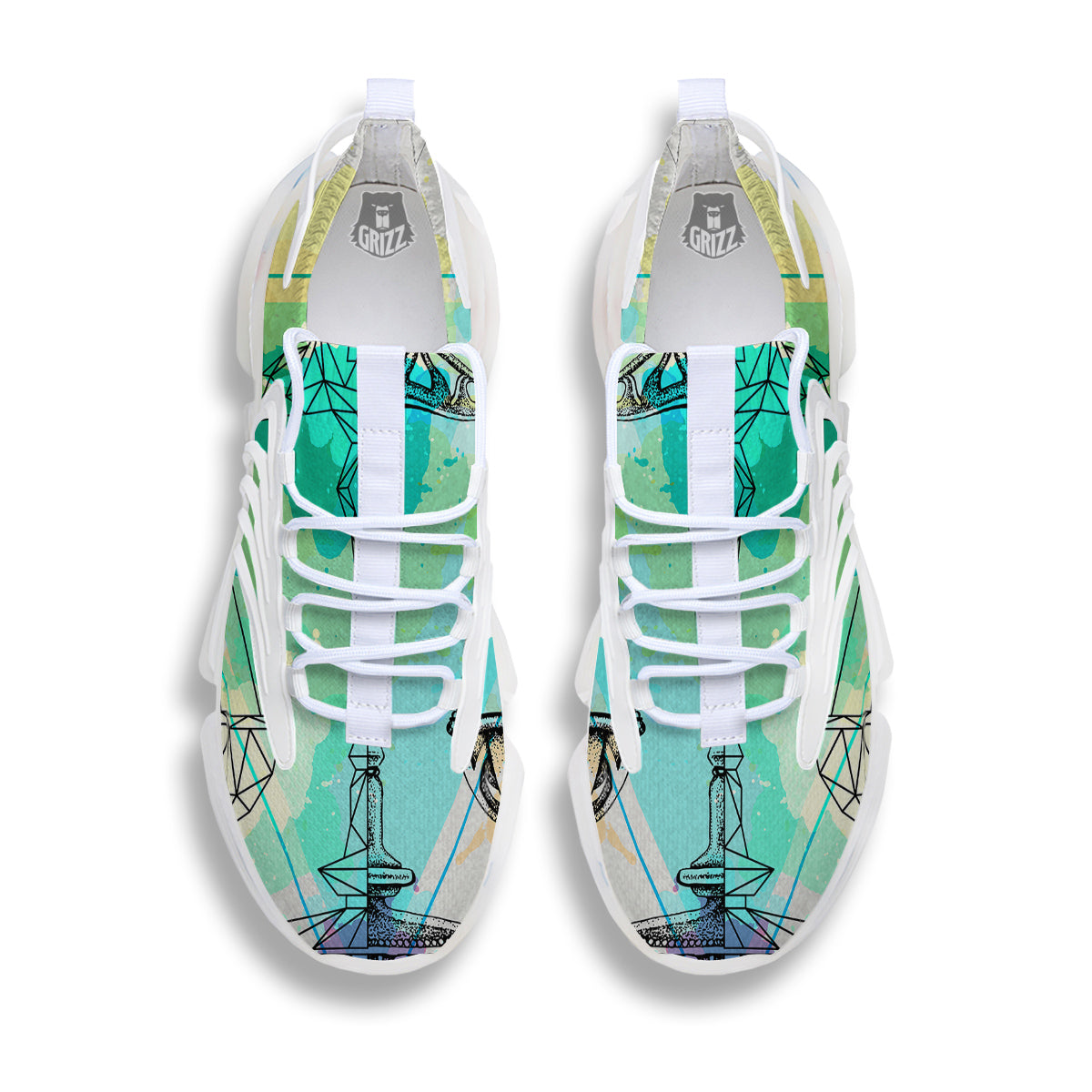 Libra Sign Colorful Print White Gym Shoes-grizzshop