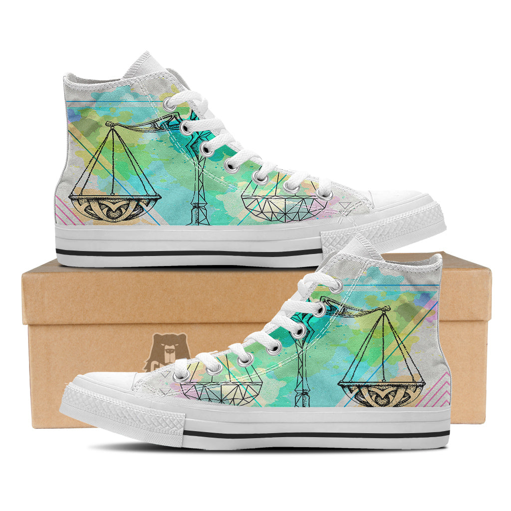 Libra Sign Colorful Print White High Top Shoes-grizzshop