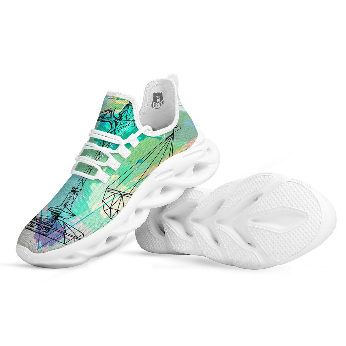 Libra Sign Colorful Print White Running Shoes-grizzshop