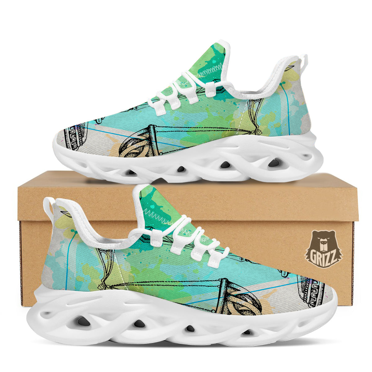 Libra Sign Colorful Print White Running Shoes-grizzshop