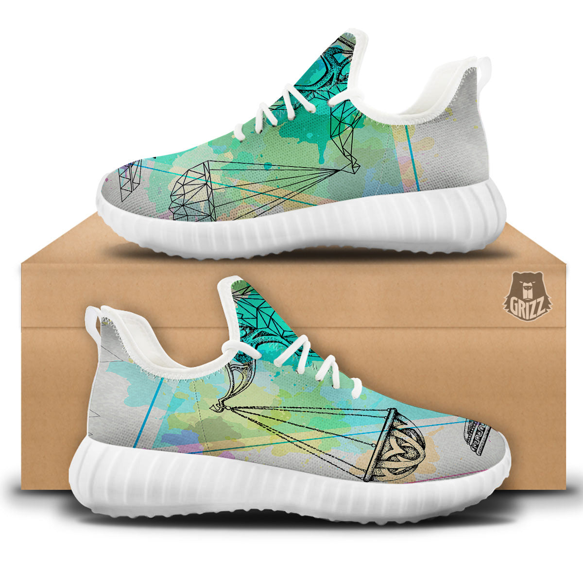 Libra Sign Colorful Print White Walking Shoes-grizzshop