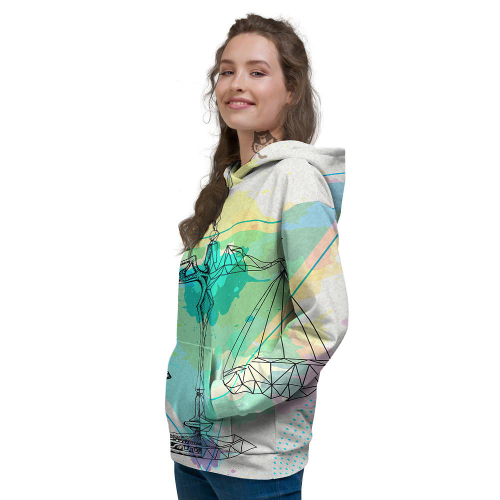 Libra Sign Colorful Print Women's Hoodie-grizzshop