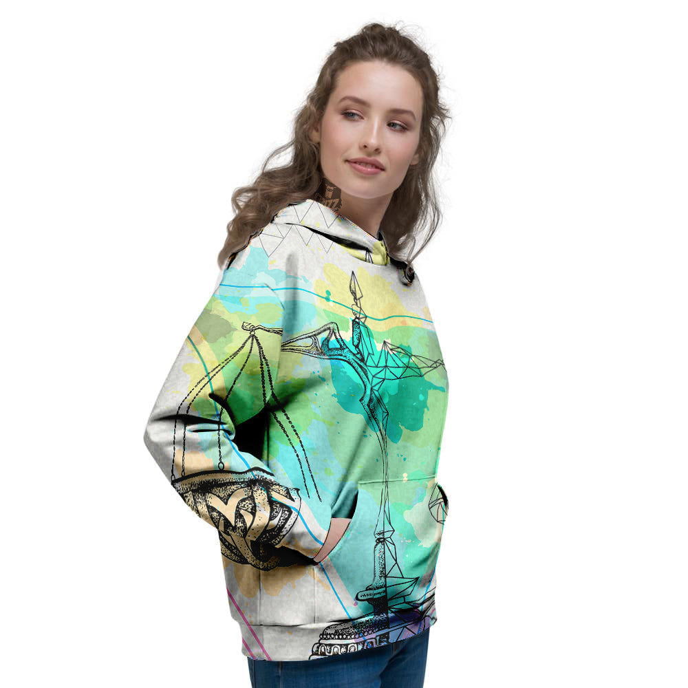 Libra Sign Colorful Print Women's Hoodie-grizzshop