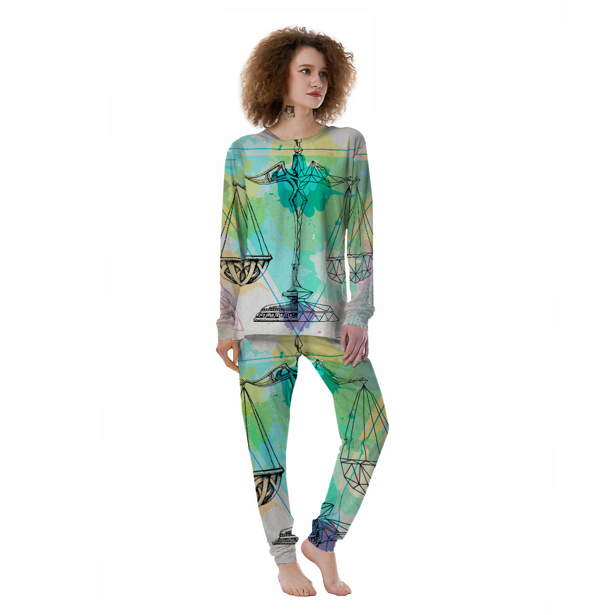 Libra Sign Colorful Print Women's Pajamas-grizzshop