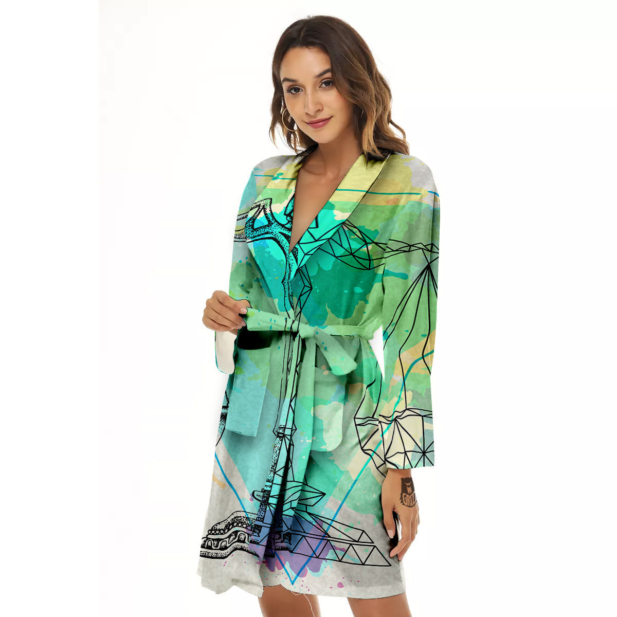 Libra Sign Colorful Print Women's Robe-grizzshop