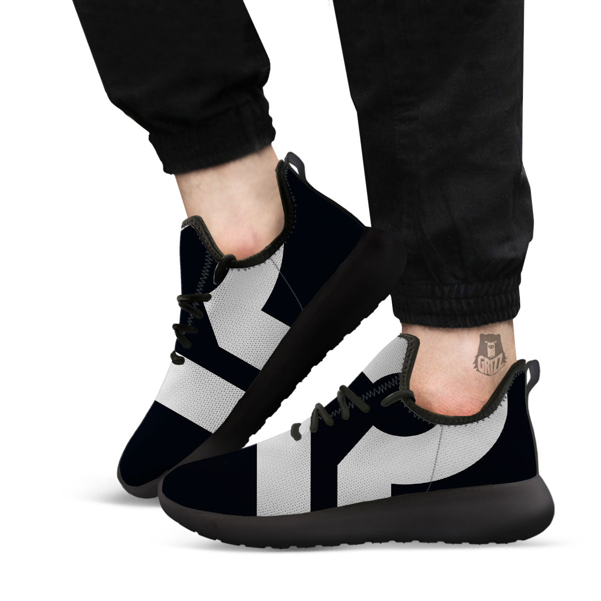 Libra Sign White And Black Print Black Athletic Shoes-grizzshop