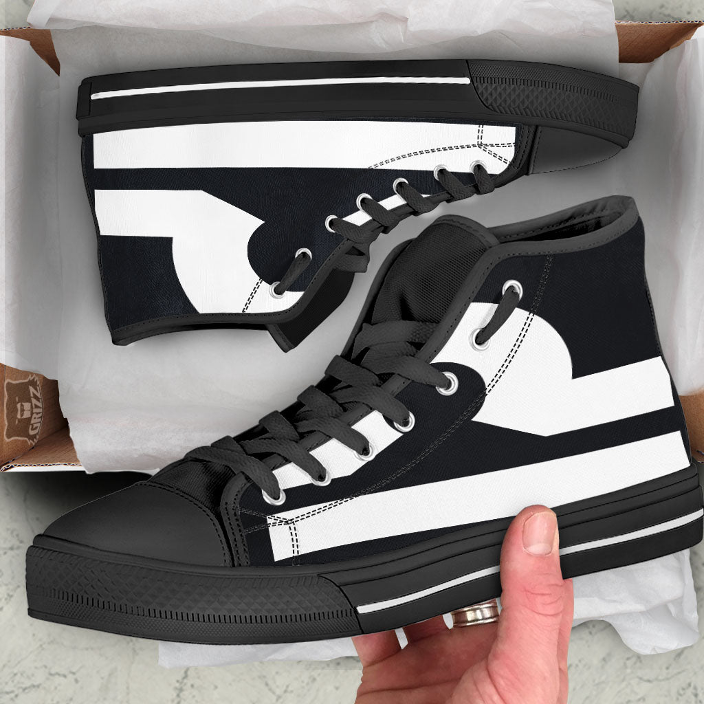 Libra Sign White And Black Print Black High Top Shoes-grizzshop